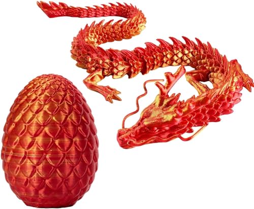 massoke 3D Dragon with Dragon Egg Articulated Crystal Dragon in Egg Portable Dragon Egg with Movable Gemstone Dragon Fidget Toy with Movable for Gifts (Red) von massoke