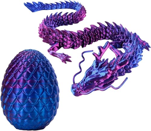 massoke 3D Dragon with Dragon Egg Articulated Crystal Dragon in Egg Portable Dragon Egg with Movable Gemstone Dragon Fidget Toy with Movable for Gifts (Violet) von massoke