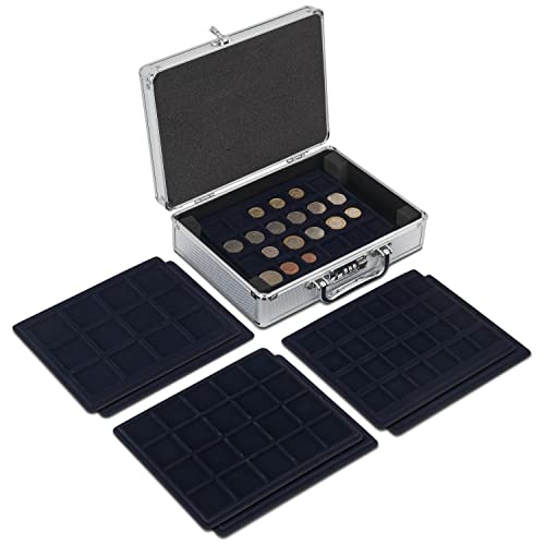 MATANA Premium Aluminium Münzkoffer mit 6 Tabletts und Zahlenschloss - Für Alle Münzgrößen, bis zu 112 Stück - Robust & Praktisch von MATANA