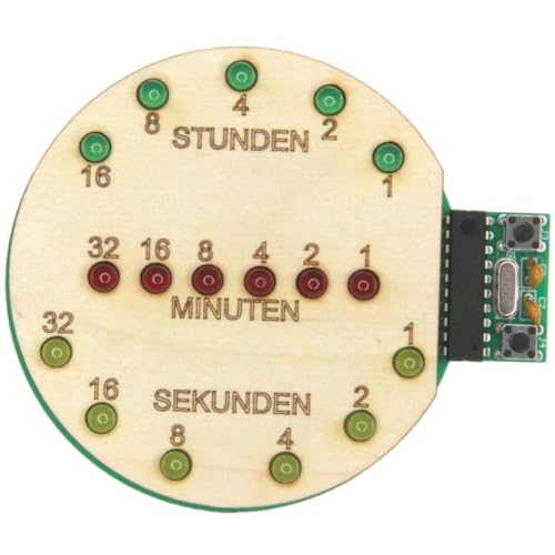 matches21 Binäre Uhr Bausatz mit USB-Anschluss Lötbausatz & Holz vorgefertigt LED Anzeige Elektrobausatz Bastelset von matches21 HOME & HOBBY