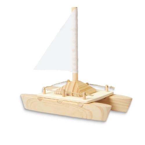 Holz Bastelset für Kinder ab 6 Jahren - Katamaran Boot selber bauen mit dem Modellbau Bausatz - DIY Schiff als Kinder Steckbausatz für Kindergeburtstage, Schulen und die Werkstatt Zuhause von matches21 HOME & HOBBY