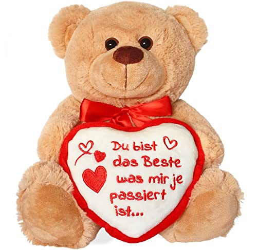 matches21 Teddybär mit Herz/Herzteddy Du bist das Beste was Mir je passiert Hellbraun/beige 25 cm Kuscheltier Schmusetier - Geschenkidee Freundin Klassiker von matches21 HOME & HOBBY