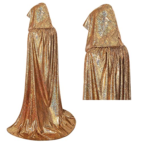 maxToonrain Glitzer-Umhang, Halloween, volle Länge, glitzernd, glänzend, für Herren und Damen, Karneval, Karneval, Weihnachten, Kostüm (Gold, 160 cm) von maxToonrain