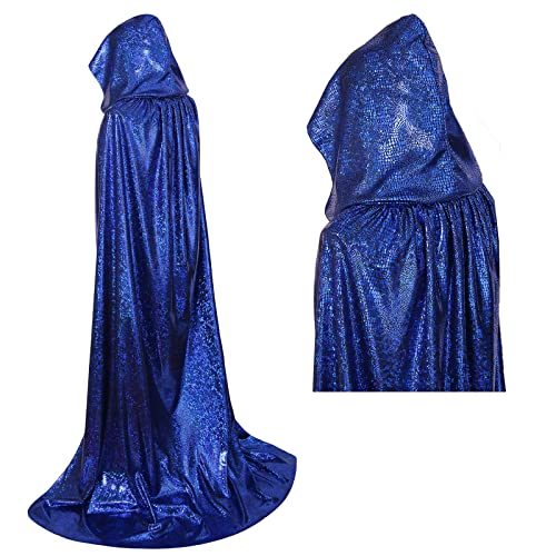 maxToonrain Glitzer-Umhang, Halloween, volle Länge, glitzernd, glänzend, für Herren und Damen, Karneval, Karneval, Weihnachten, Kostüm (Blau, 160 cm) von maxToonrain