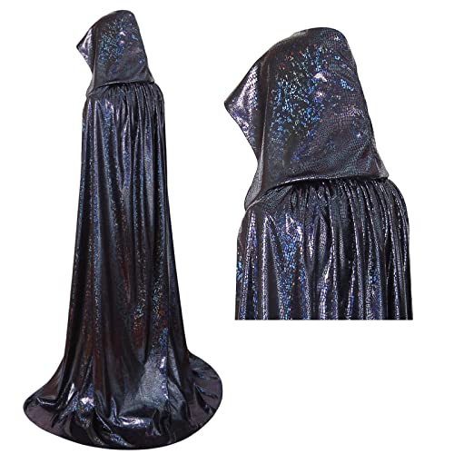 maxToonrain Glitzer-Umhang, Halloween, volle Länge, glitzernd, glänzend, für Herren und Damen, Karneval, Karneval, Weihnachten, Kostüm (Schwarz, 150 cm) von maxToonrain