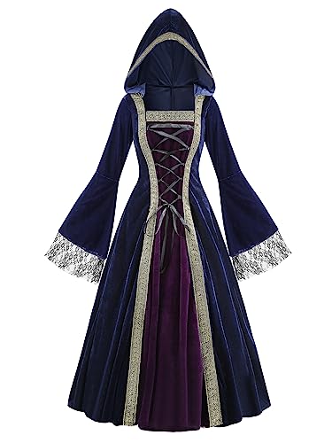 maxToonrain Mittelalterliches Kostüm für Damen, Queen, Halloween-Kostüme, Renaissance-Kleid, Burgunderrot, Vintage, Gothic, Samt, viktorianisches Kleid, Weltbuch-Kostüm für Damen (Blau, Größe 3XL) maxToonrain Mittelalterliches Kostüm für Damen, Queen, Halloween-Kostüme, Renaissance-Kleid, Burgunderrot, Vintage, Gothic, Samt, viktorianisches Kleid, Weltbuch-Kostüm für Damen (Blau, Größe 3XL) von maxToonrain