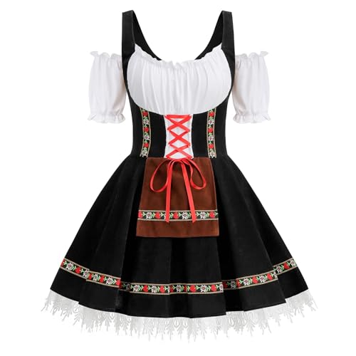 maxToonrain Oktoberfest-Outfit für Mädchen, traditionelles bayernisches Bier, traditionell, kurzärmelig, schulterfrei, Halloween-Kostüm, Kostüm, Kostüm, Dienstmädchenkleid für Damen (Schwarz, L) maxToonrain Oktoberfest-Outfit für Mädchen, traditionelles bayernisches Bier, traditionell, kurzärmelig, schulterfrei, Halloween-Kostüm, Kostüm, Kostüm, Dienstmädchenkleid für Damen (Schwarz, L) von maxToonrain