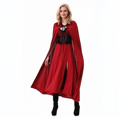 maxToonrain Rotkäppchen-Kostüm für Erwachsene, Halloween-Kostüm, lustiger roter Umhang, Blumenmuster, Märchen, Welttag des Buches, Verkleidung für Damen, Spitze auf der Brust, Größe XL maxToonrain Rotkäppchen-Kostüm für Erwachsene, Halloween-Kostüm, lustiger roter Umhang, Blumenmuster, Märchen, Welttag des Buches, Verkleidung für Damen, Spitze auf der Brust, Größe XL von maxToonrain
