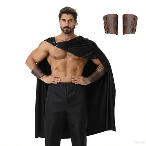 maxToonrain Spartanischer Krieger-Kostüm für Herren mit 2 Armbändern, griechisch-römischer Gladiator-Soldaten-Umhang, historisches Kostüm für Halloween, Weihnachten, Larp-Weltbuchtag (schwarz, 128 cm) maxToonrain Spartanischer Krieger-Kostüm für Herren mit 2 Armbändern, griechisch-römischer Gladiator-Soldaten-Umhang, historisches Kostüm für Halloween, Weihnachten, Larp-Weltbuchtag (schwarz, 128 cm) von maxToonrain