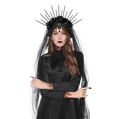 maxpo Halloween-Hochzeitsschleier, Gothic-Stil, Halloween-Schleier, Haarreif für Cosplay, für Mädchen und Frauen, Haarschmuck für Bräute, Hochzeit, Brautparty von maxpo