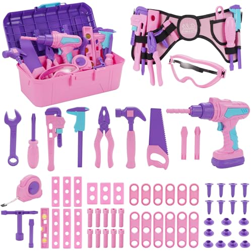Werkzeugkoffer Kinder Spielzeug ab 3 Jahre Mädchen, 67 PCS Werkzeug Kinder mit Kinder Akkuschrauber/Werkzeuggürtel, Kinder-Werkzeugkasten für Rollenspiele Kinderspielzeug ab 3-7 Jahre Mädchen Geschenk Werkzeugkoffer Kinder Spielzeug ab 3 Jahre Mädchen, 67 PCS Werkzeug Kinder mit Kinder Akkuschrauber/Werkzeuggürtel, Kinder-Werkzeugkasten für Rollenspiele Kinderspielzeug ab 3-7 Jahre Mädchen Geschenk von maysida