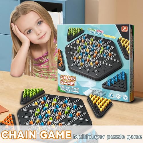 Ketten-Dreieck-Spiel, Triggle-Brettspiel, Triggle-Gummiband-Spiel, Kettenschach-Desktop-Puzzlespiel, Ketten-Dreieck-Schachspiel, Interaktives Steckspiel, Dreieck-Schach-Brettspiel Für Kinder,1pcs von mbdz