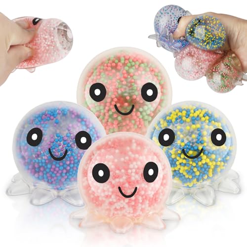 4 Stück Stressball Octopus Leuchtendes,Squishy Anti Stress Bälle,Antistressball Spielzeug Kinder und Erwachsene,Fidget Toy für ADHS,Partytüten Füllstoff Stressabbau Spielzeug für Weihnachten von mciskin