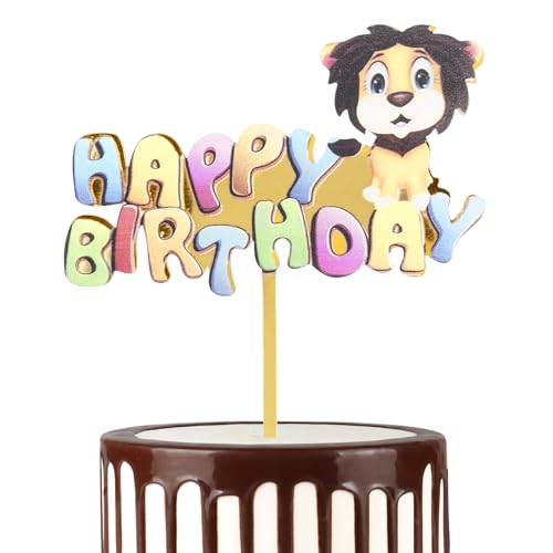 Mciskin Cartoon Happy Birthday Cake Topper Multicolor Acryl Cupcake Topper für Geburtstag Party Gold Cake Topper Happy Birthday für Mädchen oder Jungen Babys Gold Thema Kuchen Dekorationen Supplies von mciskin