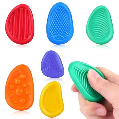 Sensorisches Stein Fidget Spielzeug,Fidget Spielzeug für Kinder und Erwachsene,Silikon Silent Fidget Sensorisches Spielzeug Stones,Anti Stress Spielzeug zum Stressabbau Fidgets(6 Stück) von mciskin