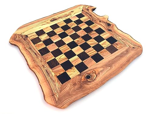 Schachbrett rustikal Größe XL ohne Schachfiguren Brett für Schach, Schachspiel handgemacht aus Olivenholz Wenge. von medina mood