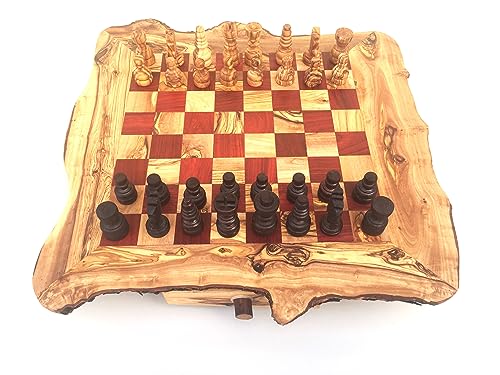 Schachspiel rustikal, Schachtisch Gr. XL inklusive 32 Schachfiguren, handgefertigt aus Olivenholz, Schach Geschenk. von medina mood