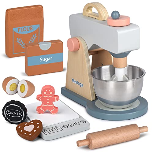 Play Kitchen Accessories Wooden Mixer Set Pretend Play Food Sets for Kids Role Play Toys for Girls and Boys (Mixer Set) von medoga