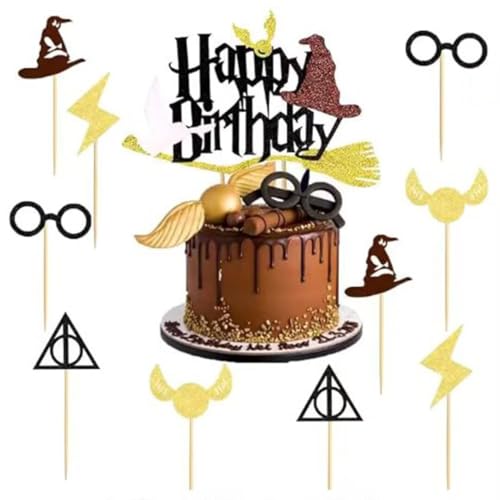 Black Glitter Magier Kuchen Deko Wizard Cake Topper Magic Theme Torten Deko Happy Birthday Tortendeko Geeignet Für Cupcake Dekoration, Geburtstagstorte Dekoration Für Jungen Und Mädchen von meetyours