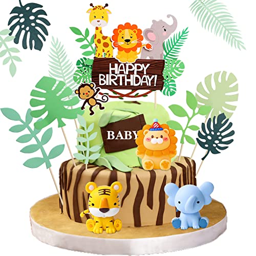 Safaritiere Kuchendekoration Kuchendeko Tiere Elefant Tiger Löwe Dschungeltiere Kuchendekoration Geeignet Für Cupcake Dekoration, Dschungel Thema Geburtstag Party Dekor von meetyours