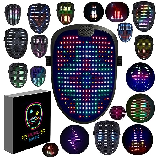 megoo Led Maske mit Geste Sensing Transforming,Led Elektronische Digital Light Up Glow Maske für Halloween Rave Maskerade Karneval Kostüm Cosplay DJ Party,Coolste Led Masken Für Kinder Erwachsene von megoo