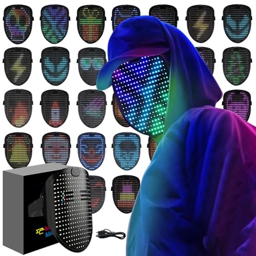 megoo Led Maske mit Geste Sensing Transforming,Led Elektronische Digital Light Up Glow Maske für Halloween Rave Maskerade Karneval Kostüm Cosplay DJ Party,Coolste Led Masken Für Kinder Erwachsene von megoo