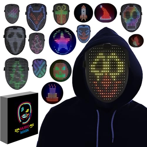 megoo Led Maske mit Geste Sensing Transforming,Led Elektronische Digital Light Up Glow Maske für Halloween Rave Maskerade Karneval Kostüm Cosplay DJ Party,Coolste Led Masken Für Kinder Erwachsene von megoo