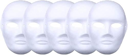 meioro DIY Weißes Papier Maske Zellstoff Blank Handgemalte Maske Persönlichkeit Kreative Freie Design Maske(5 Stück,Männer) von meioro