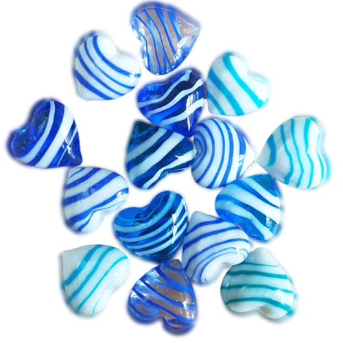 mesbilles MeineMurmeln - 15 Glas Murmeln Herz blau gestreift - GlasMurmeln 16 mm mesbilles MeineMurmeln - 15 Glas Murmeln Herz blau gestreift - GlasMurmeln 16 mm von mesbilles