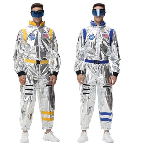 mewjoy Cosmonaut Kostüm Verkleidung Space Jumpsuit Halloween Karneval Party Verkleiden Cosplay Outfit Blau Herren L von mewjoy