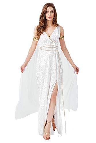 mewjoy Damen Griechische Göttin Kleid Halloween Karneval Party Cosplay Kostüm Athena Outfits Set mit Zubehör für Erwachsene, L von mewjoy