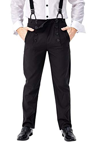 mewjoy Herren 70er Jahre Retro Schlaghose Vintage Disco Hose Casual 60er Jahre Bell Bottom Pants Outfits für Halloween Karneval Erwachsene, Schwarz (Hose), L von mewjoy