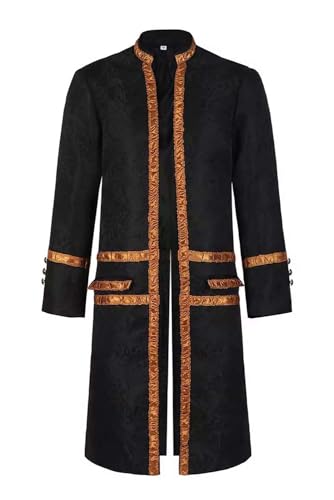 mewjoy Herren Mittelalter Vintage Mantel Steampunk Kostüm Pirat Kapitän Stehkragen Jacke Gothic Uniform Halloween Cosplay Kostüm XXL von mewjoy