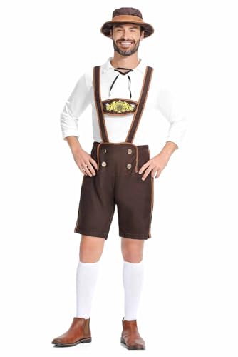 mewjoy Herren Oktoberfest Kostüm Bierfest Traditionelle Kleidung Halloween Karneval Party Outfit Set für Erwachsene L von mewjoy