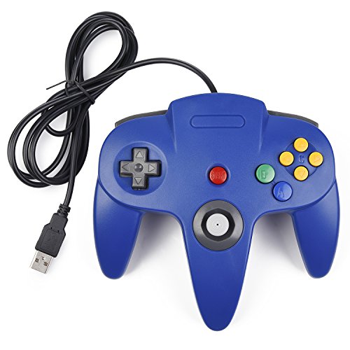 miadore Retro 64-Bit Controller N64 USB Controller Classic Joystick Gamepad Für Windows PC MAC Raspberry Pi 3 (blau) von miadore