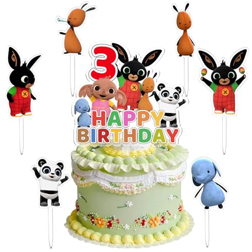 Bunny Cake Topper, 7 Stück Bunny Geburtstags Kuchen Dekoration, Bunny Cupcake Dekoration, Bunny Dessert Dekoration, Party für Kinder, Geeignet für Geburtstagsfeiern für Jungen und Mädchen von miakttc