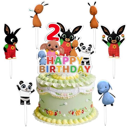 Bunny Cake Topper, 7 Stück Bunny Kuchen Dekoration 2 Jahre, Bunny Cupcake Dekoration, Bunny Dessert Dekoration, Geburtstags Party, Geeignet für Geburtstagsfeiern für Jungen und Mädchen von miakttc