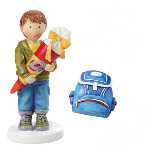 DIY Geschenkbox Schulmädchen Sammlerfigurine mit Rucksack, geschenkverpackt (Schuljunge und blauer Schulranzen) von miamiXa