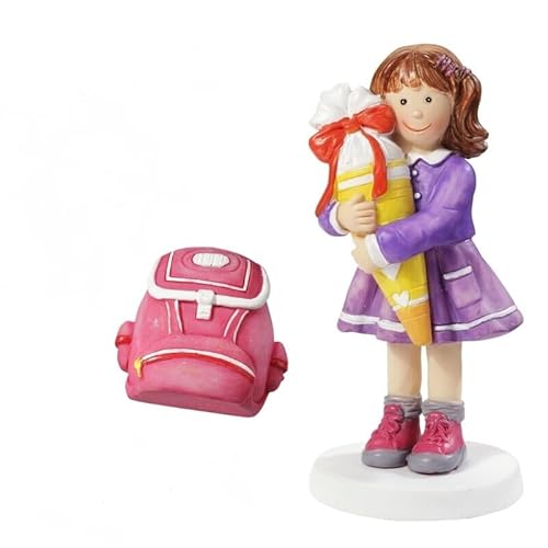 DIY Geschenkbox Schulmädchen Sammlerfigurine mit Rucksack, geschenkverpackt (Schulmädchen und rosa Schulranzen) von miamiXa