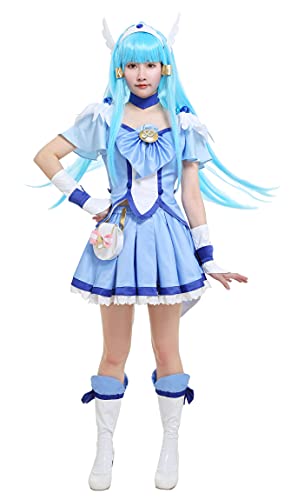 Miccostumes Damen Glitter Breeze Cosplay Kostüm Cure Beauty Battlesuit Outfits mit Hüfttasche und Zubehör (blau, mittel) von miccostumes