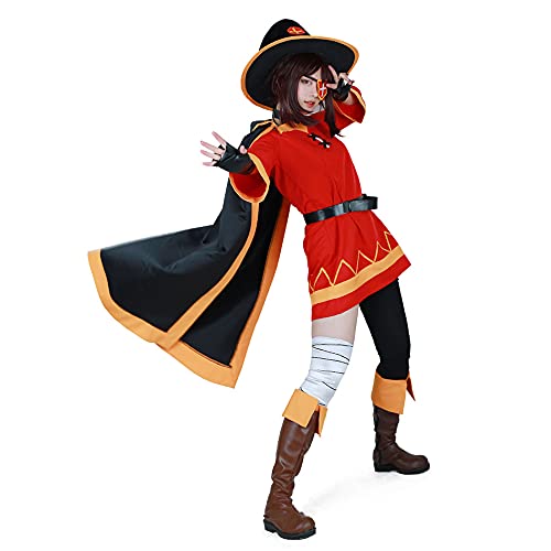 Miccostumes Damen Megumin Cosplay Umhang Kostüm Rotes Kleid Kostüm Damen Rot und Schwarz von miccostumes