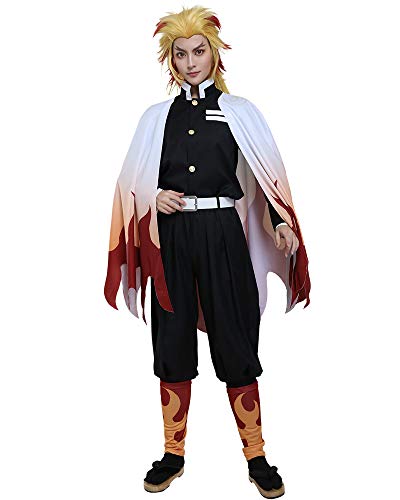 Miccostumes Rengoku Kyoujurou Cosplay Kostüm Flamme Säule des Dämonen Slaying Corps Outfit (X-Large, Mehrfarbig) von miccostumes