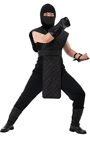 Miccostumes Shotokan Ninja Black Fighter Halloween Cosplay Kostüm, Größe XL, Schwarz von miccostumes