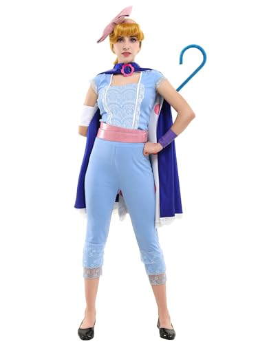 miccostumes Damen BO Peep Cosplay Kostüm mit Umhang - Blau - Small von miccostumes