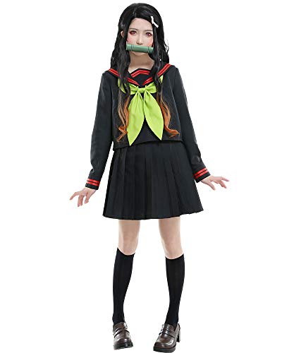 miccostumes Damen Nezuko Kamado Schuluniform JK Cosplay Kostüm - Schwarz - XX-Large von miccostumes