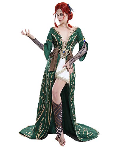 miccostumes Damen Triss Merigold Alternative Look DLC Outfit Cosplay Kostüm Kleid Robe (Large) von miccostumes