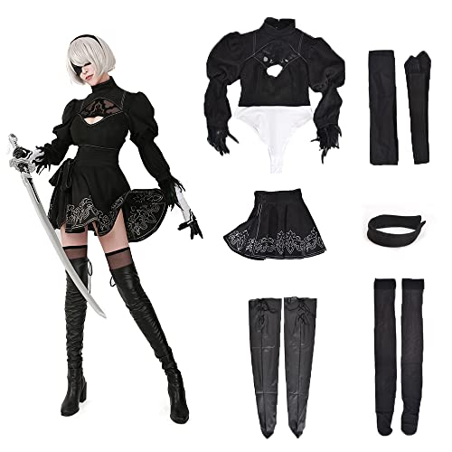 miccostumes Damen no 2 typ b cosplay trikotanzug-rock mit maske haarband gamaschen frauen m schwarz von miccostumes