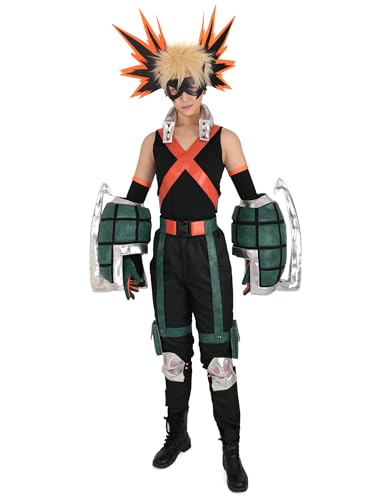 miccostumes Herren Katsuki Bakugou Hero Cosplay Kostüm mit Maske und Stulpen - Mehrfarbig - Small von miccostumes