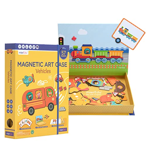 mierEdu Kreative Magnetspiel Box Fahrzeuge I Spielzeug ab 3 Jahre I Fördert Motorik & Fantasie I Für daheim & als Reisespiel für Kinder I Magnet Spielzeug Kinder von mierEdu