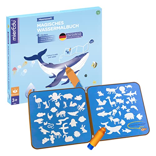 mierEdu Magisches Wassermalbuch Meereswelt – Zaubermalbuch für Kinder ab 3 Jahren mit Wasserstift – Malen mit Wasser ohne Flecken – Wasser Spielzeug mit Meerestieren für unterwegs mierEdu Magisches Wassermalbuch Meereswelt – Zaubermalbuch für Kinder ab 3 Jahren mit Wasserstift – Malen mit Wasser ohne Flecken – Wasser Spielzeug mit Meerestieren für unterwegs von mierEdu